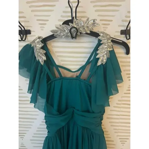 Weissman Cold Jade Children's Large 12-14 Flutter Sleeve Flowy Dance Costume  - greenwatershopping.com